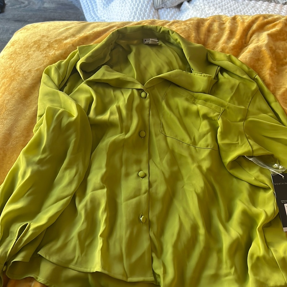 Like green button up blouse